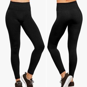 Et|Tu Tummy Control High Waist Warm Fleece Long Leggings Charcoal Gray Grey NEW